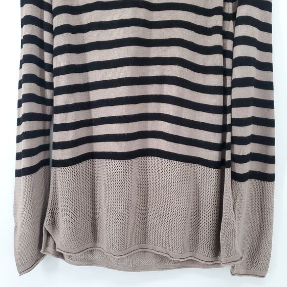525america Classic Raglan Beige and Black Stripe Loose Knit Semi Sheer Sweater S - Picture 3 of 11